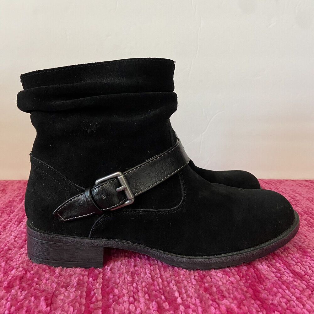 White Mountain Nashville Suede Leather Ankle Boots Booties Black Size 6